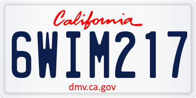 CA license plate 6WIM217