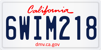 CA license plate 6WIM218