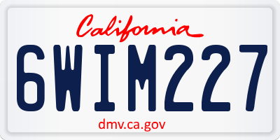 CA license plate 6WIM227