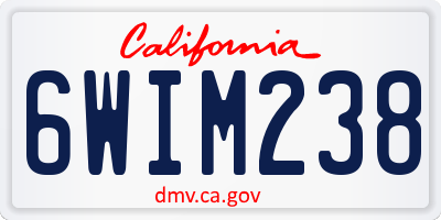 CA license plate 6WIM238