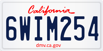 CA license plate 6WIM254