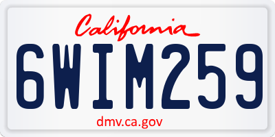 CA license plate 6WIM259