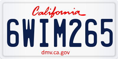 CA license plate 6WIM265