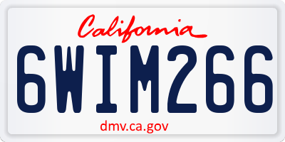 CA license plate 6WIM266