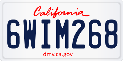 CA license plate 6WIM268