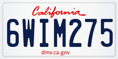 CA license plate 6WIM275