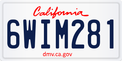 CA license plate 6WIM281