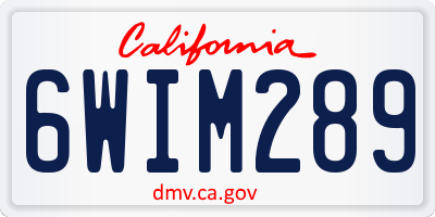 CA license plate 6WIM289