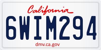 CA license plate 6WIM294