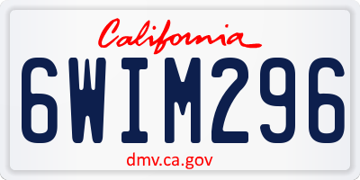 CA license plate 6WIM296