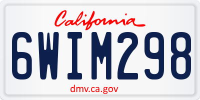 CA license plate 6WIM298