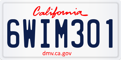 CA license plate 6WIM301