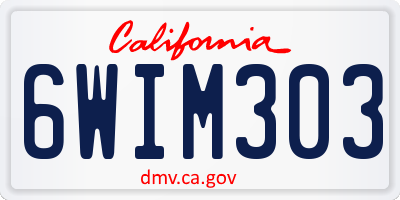 CA license plate 6WIM303