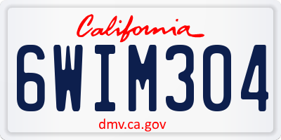 CA license plate 6WIM304