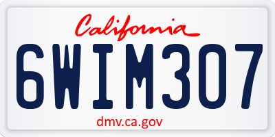 CA license plate 6WIM307
