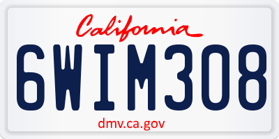 CA license plate 6WIM308