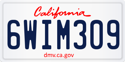 CA license plate 6WIM309