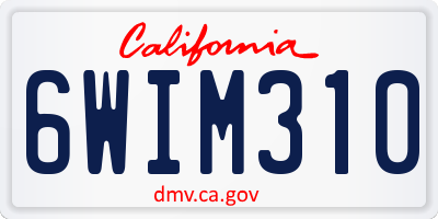 CA license plate 6WIM310