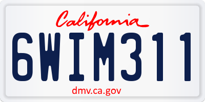 CA license plate 6WIM311