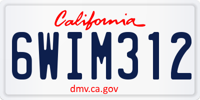 CA license plate 6WIM312