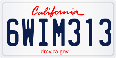 CA license plate 6WIM313