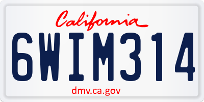 CA license plate 6WIM314