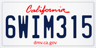 CA license plate 6WIM315