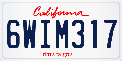 CA license plate 6WIM317