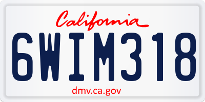 CA license plate 6WIM318