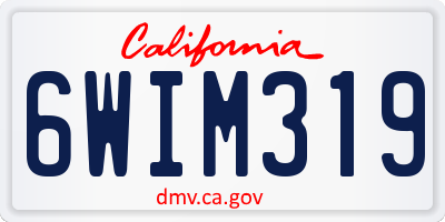 CA license plate 6WIM319