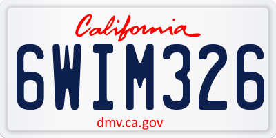 CA license plate 6WIM326