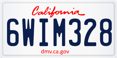 CA license plate 6WIM328