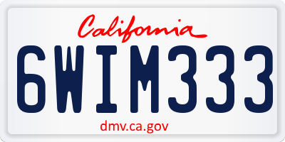 CA license plate 6WIM333
