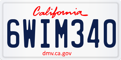 CA license plate 6WIM340