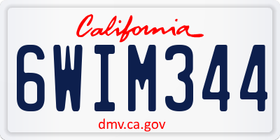 CA license plate 6WIM344