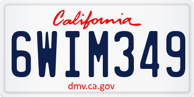 CA license plate 6WIM349
