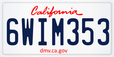 CA license plate 6WIM353