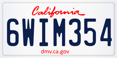CA license plate 6WIM354
