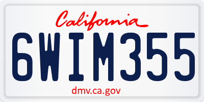 CA license plate 6WIM355