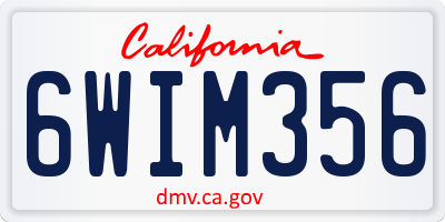 CA license plate 6WIM356