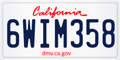 CA license plate 6WIM358