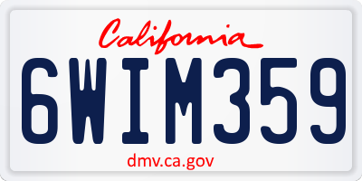 CA license plate 6WIM359