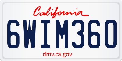 CA license plate 6WIM360