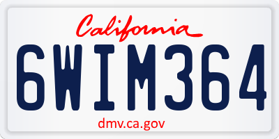 CA license plate 6WIM364