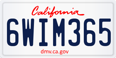 CA license plate 6WIM365