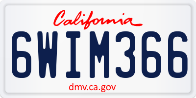 CA license plate 6WIM366