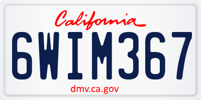 CA license plate 6WIM367