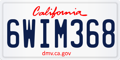CA license plate 6WIM368