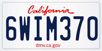 CA license plate 6WIM370