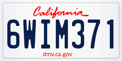 CA license plate 6WIM371